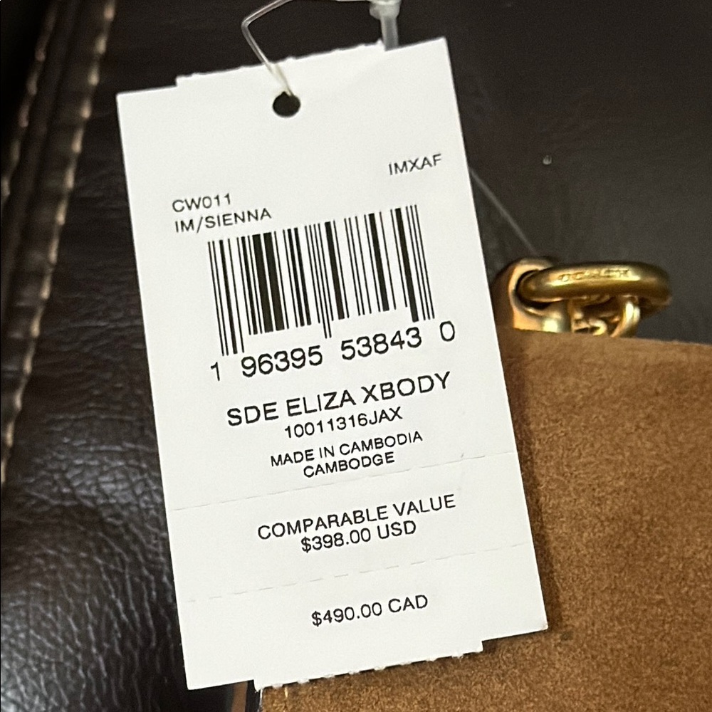 Coach Brown and Gold Crossbody Bag with Suede Finish - Picture 5 of 6